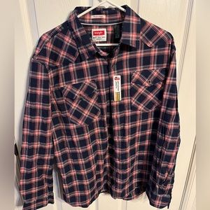 Wrangler Flannel Untucked Length slim fit flex Size XL